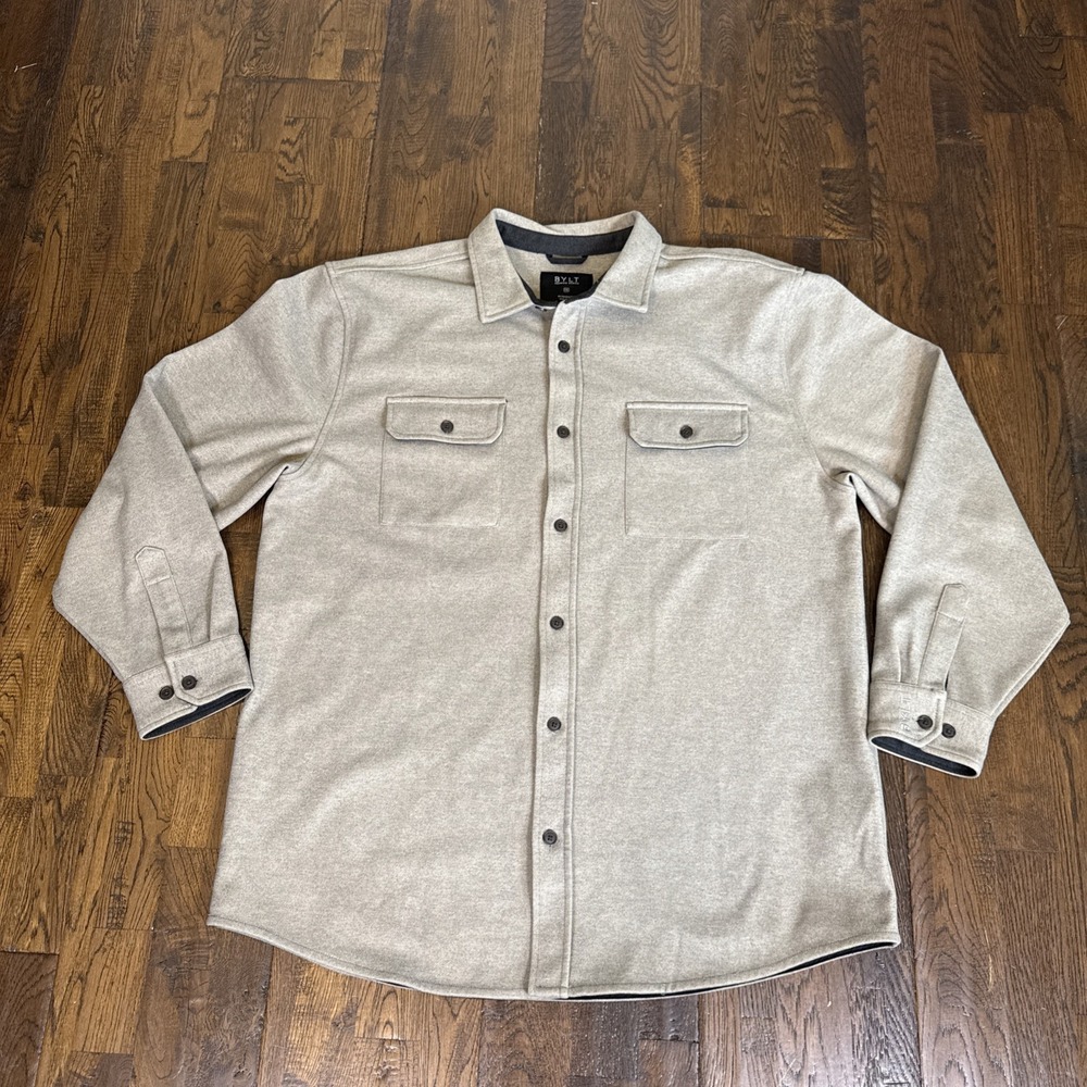 BYLT Coastal Overshirt 2XL — Flannel Stretch Shacket — Fawn Tan — NWOT